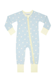 Sea Blue Polka Dot Zipper Romper