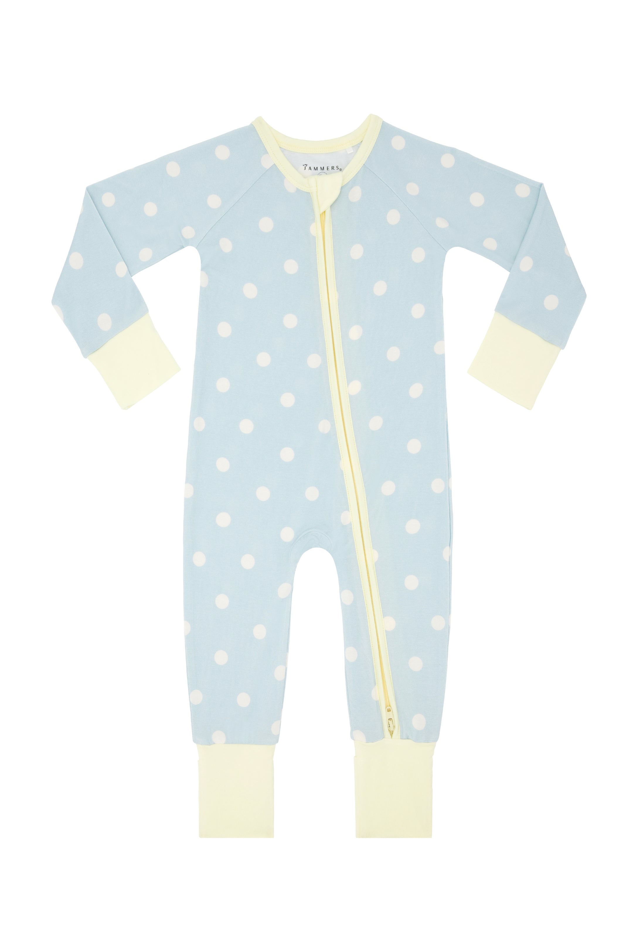 Sea Blue Polka Dot Zipper Romper