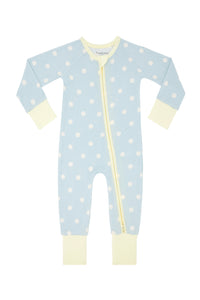 Sea Blue Polka Dot Zipper Romper
