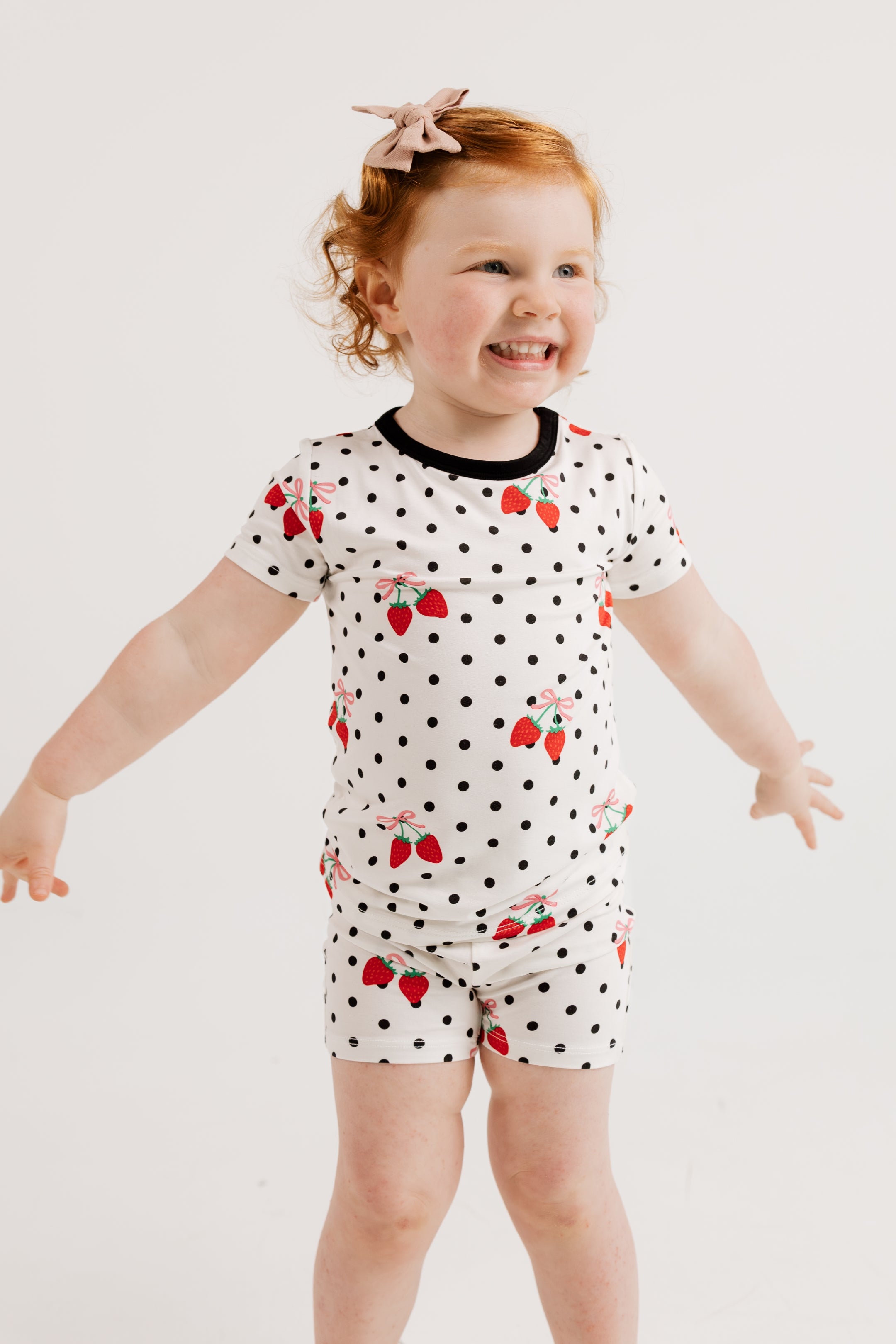 Strawberry Polka Dot Two Piece Short Set