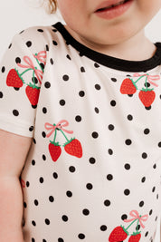 Strawberry Polka Dot Two Piece Short Set