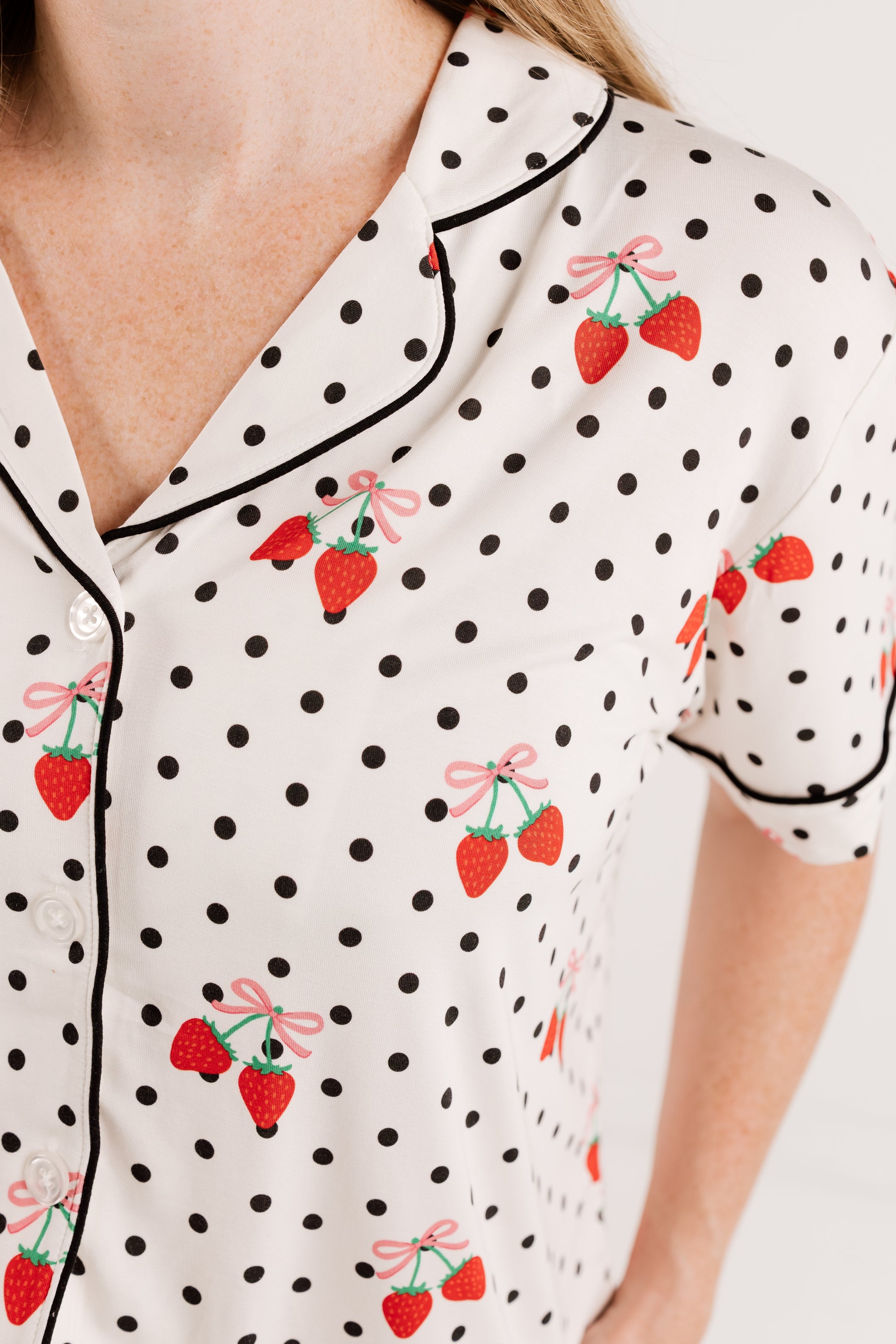 Strawberry Polka Dot Women's Short Set