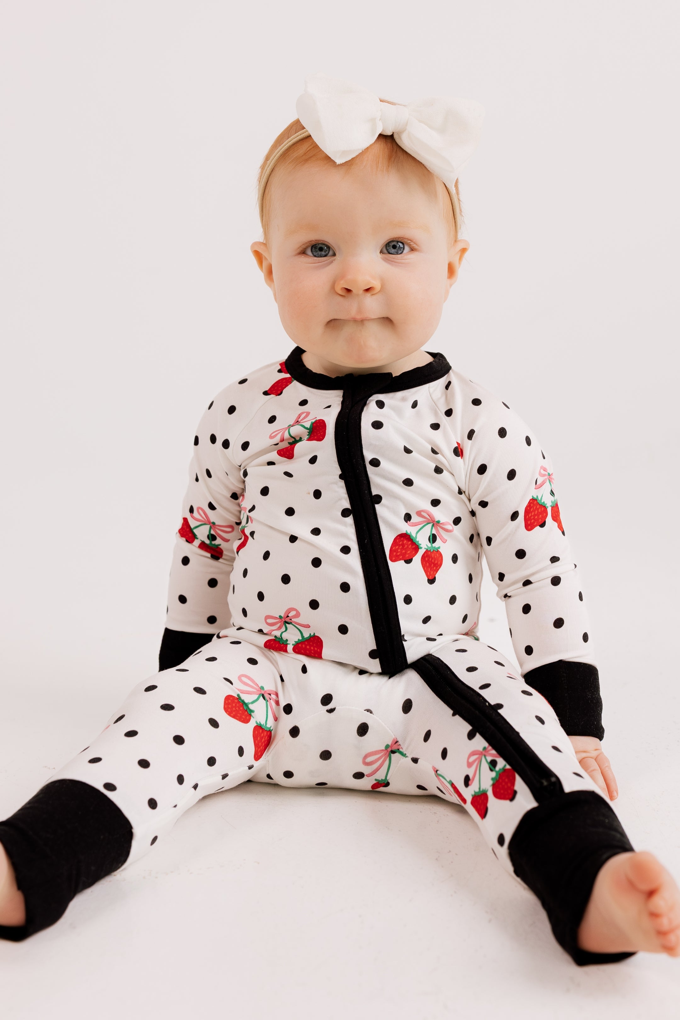 Strawberry Polka Dot Zipper Romper