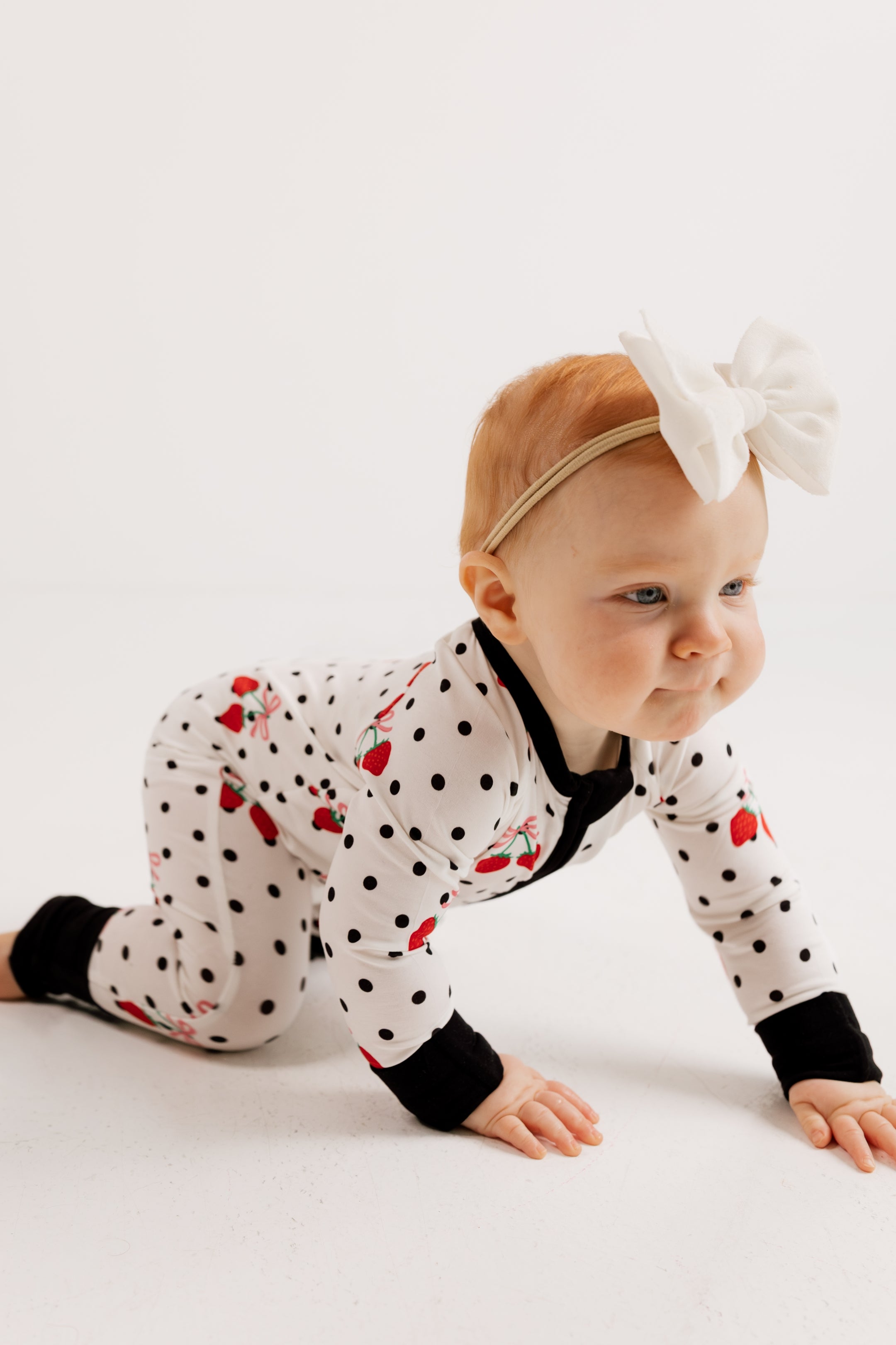 Strawberry Polka Dot Zipper Romper
