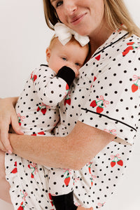 Strawberry Polka Dot Zipper Romper