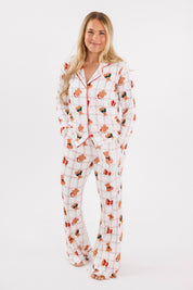 Cozy Christmas Bears Women's Long Sleeve Ruffle Set