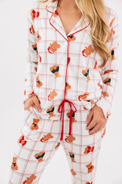 Cozy Christmas Bears Women's Long Sleeve Ruffle Set