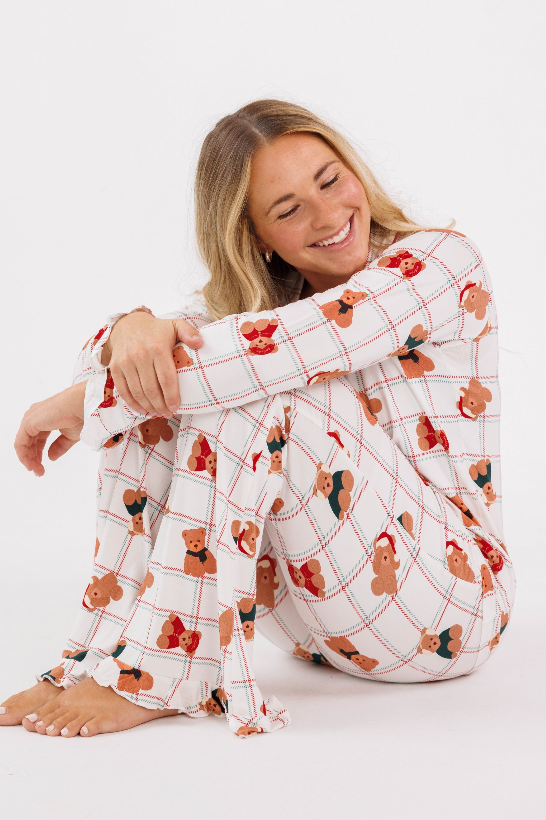 Cozy Christmas Bears Women's Long Sleeve Ruffle Set
