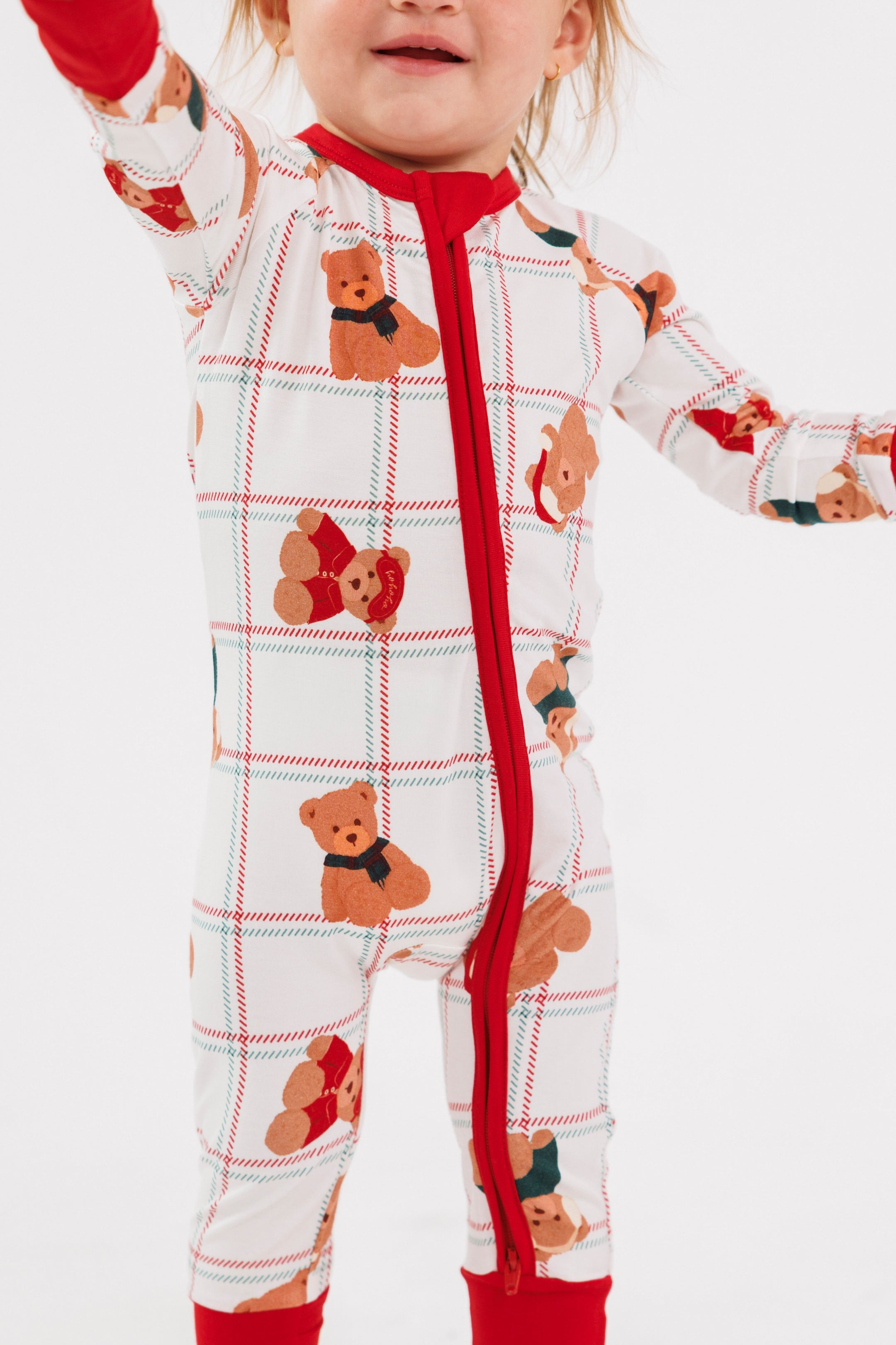 Cozy Christmas Bears Zipper Romper