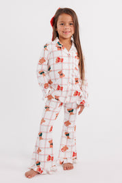 Cozy Christmas Bears Girls' Long Sleeve Ruffle Flare Set