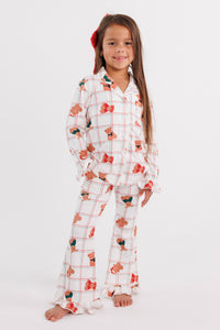 Cozy Christmas Bears Girls' Long Sleeve Ruffle Flare Set