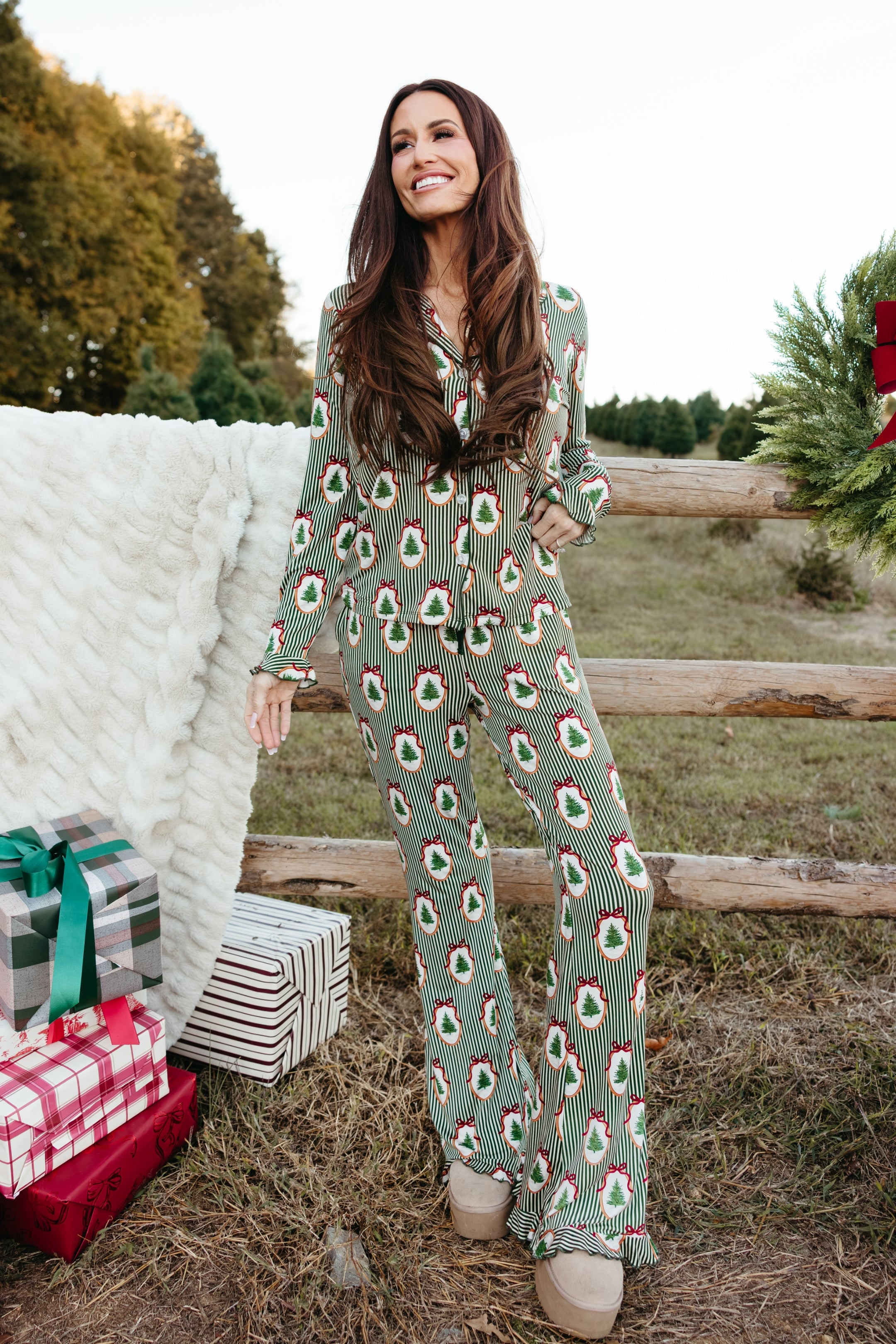 All Spruced Up Women's Long Sleeve Ruffle Set - IMJ x Sarah Knuth