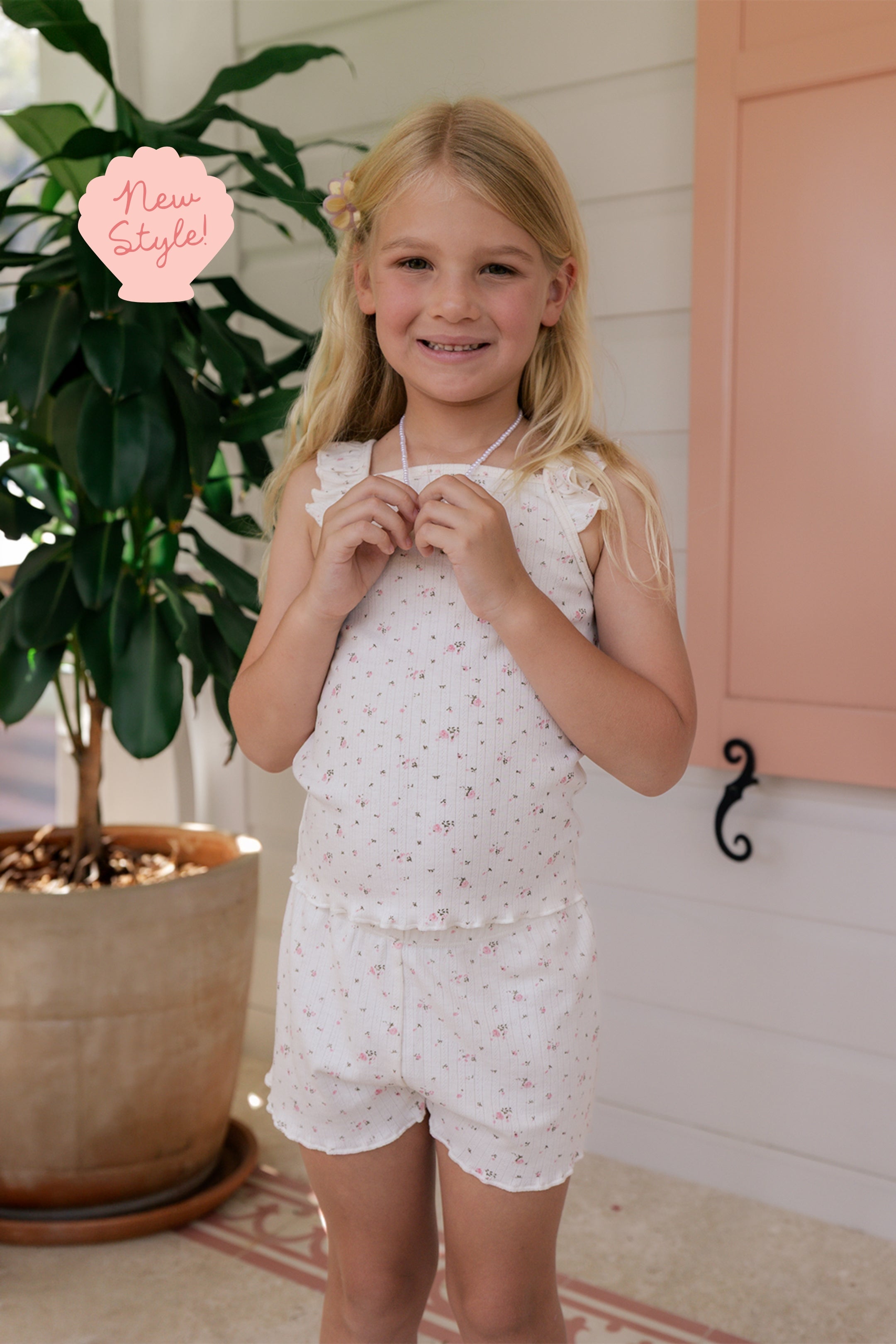 Cream Pointelle Tank Short Set