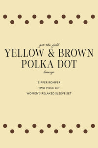 Yellow and Brown Polka Dot Zipper Romper