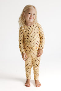 Yellow and Brown Polka Dot Two Piece Set