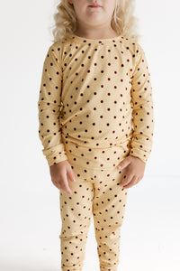 Yellow and Brown Polka Dot Two Piece Set