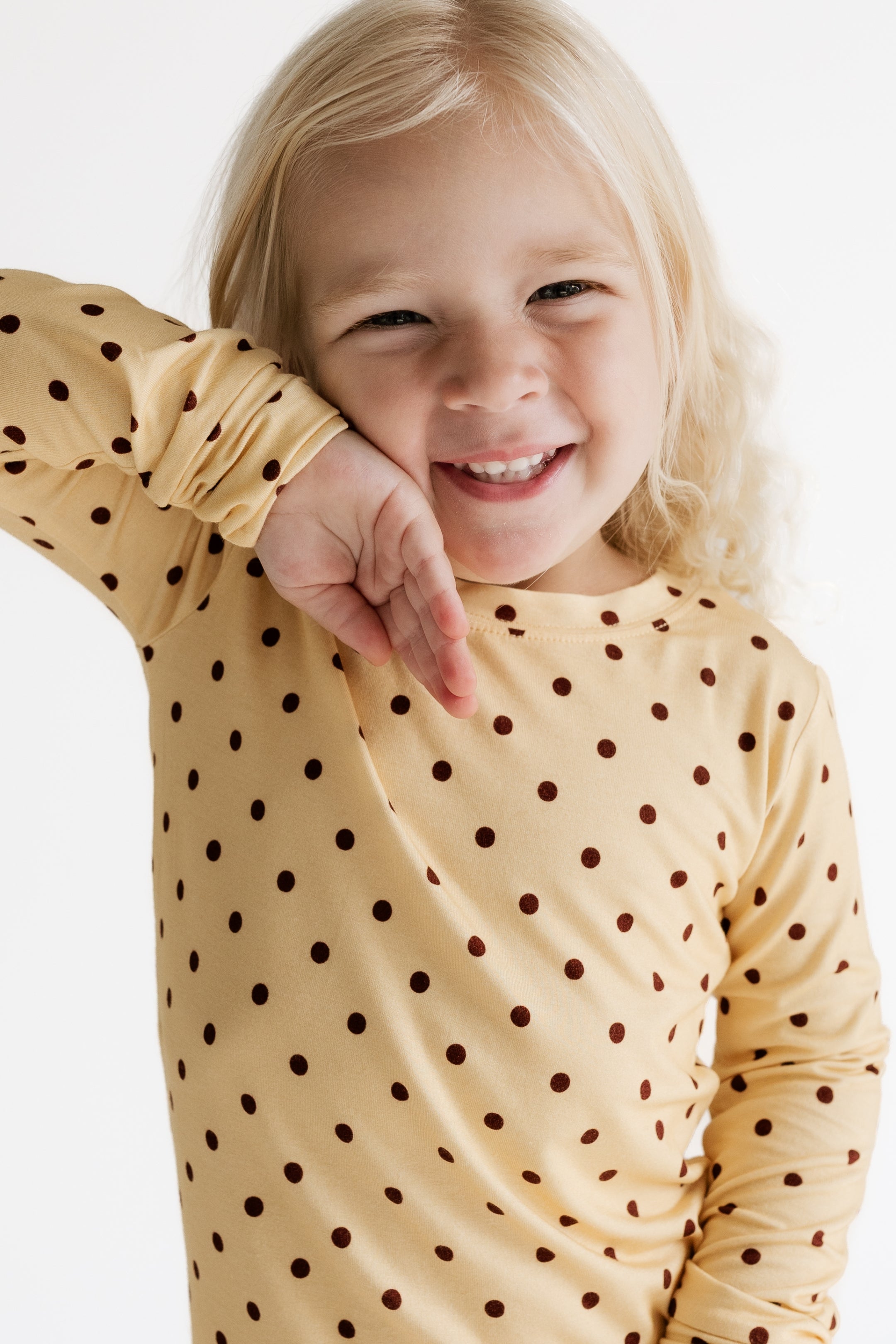Yellow and Brown Polka Dot Two Piece Set
