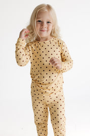 Yellow and Brown Polka Dot Two Piece Set