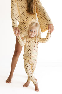 Yellow and Brown Polka Dot Two Piece Set