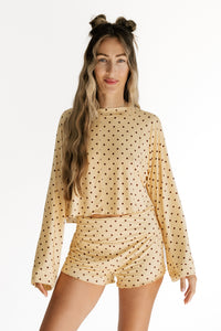 Yellow and Brown Polka Dot Women's Relaxed Sleeve Set