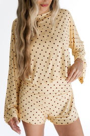 Yellow and Brown Polka Dot Women's Relaxed Sleeve Set