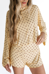 Yellow and Brown Polka Dot Women's Relaxed Sleeve Set