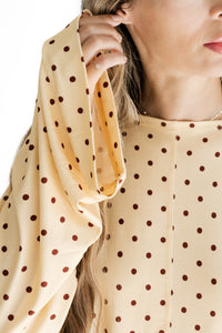 Yellow and Brown Polka Dot Women's Relaxed Sleeve Set