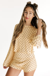 Yellow and Brown Polka Dot Women's Relaxed Sleeve Set