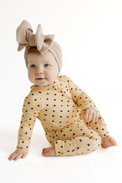 Yellow and Brown Polka Dot Zipper Romper