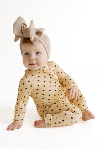 Yellow and Brown Polka Dot Zipper Romper