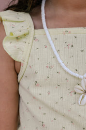 Yellow Pointelle Tank Short Set