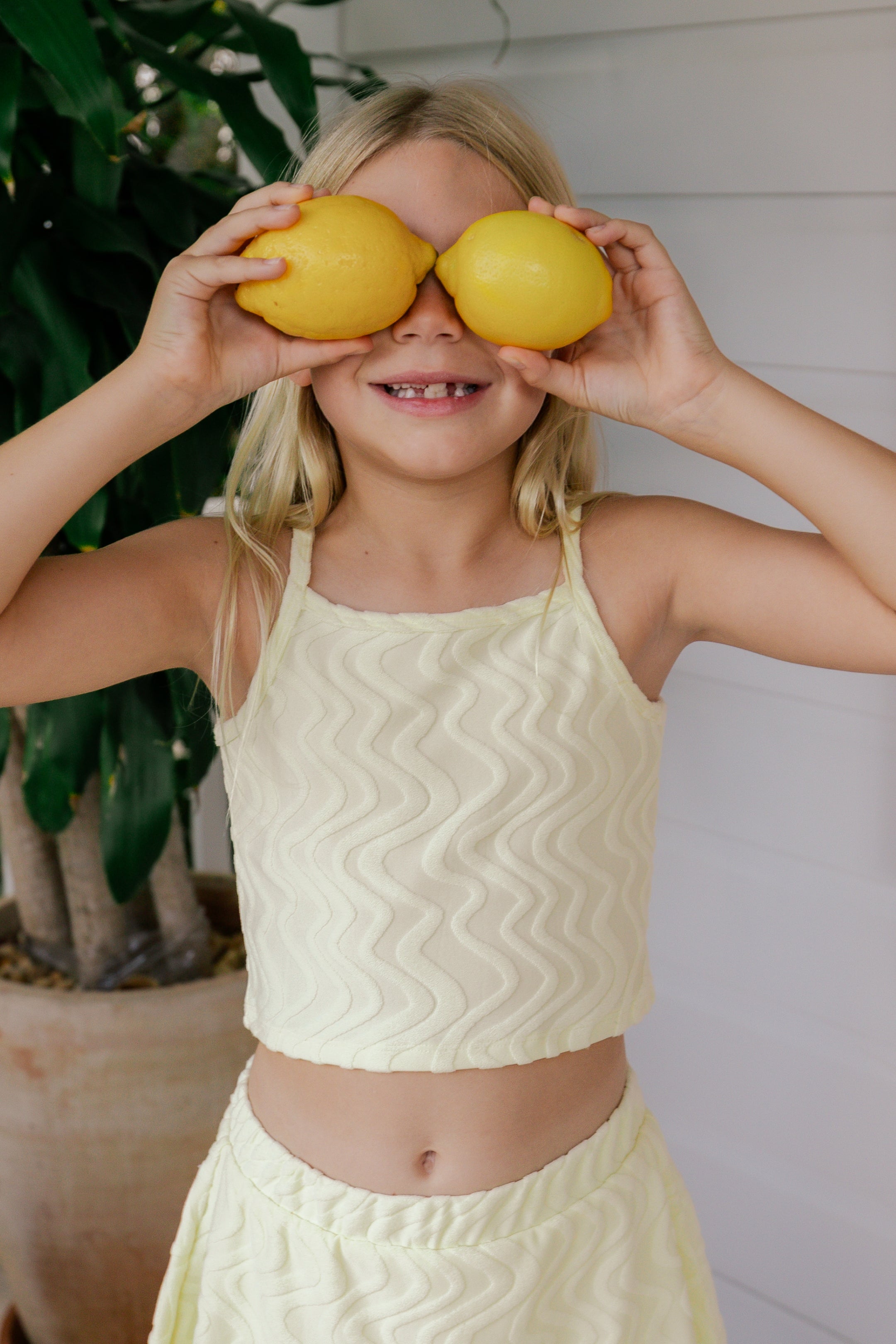 Yellow Wave Terry Tank Skort Set