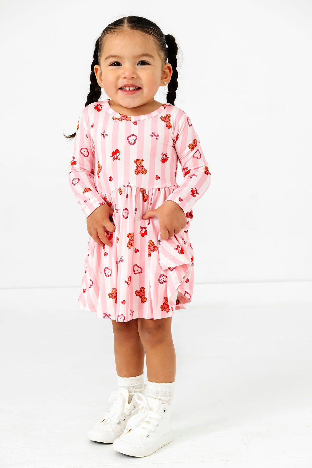 Love You Bear-y Much Long Sleeve Twirl Dress