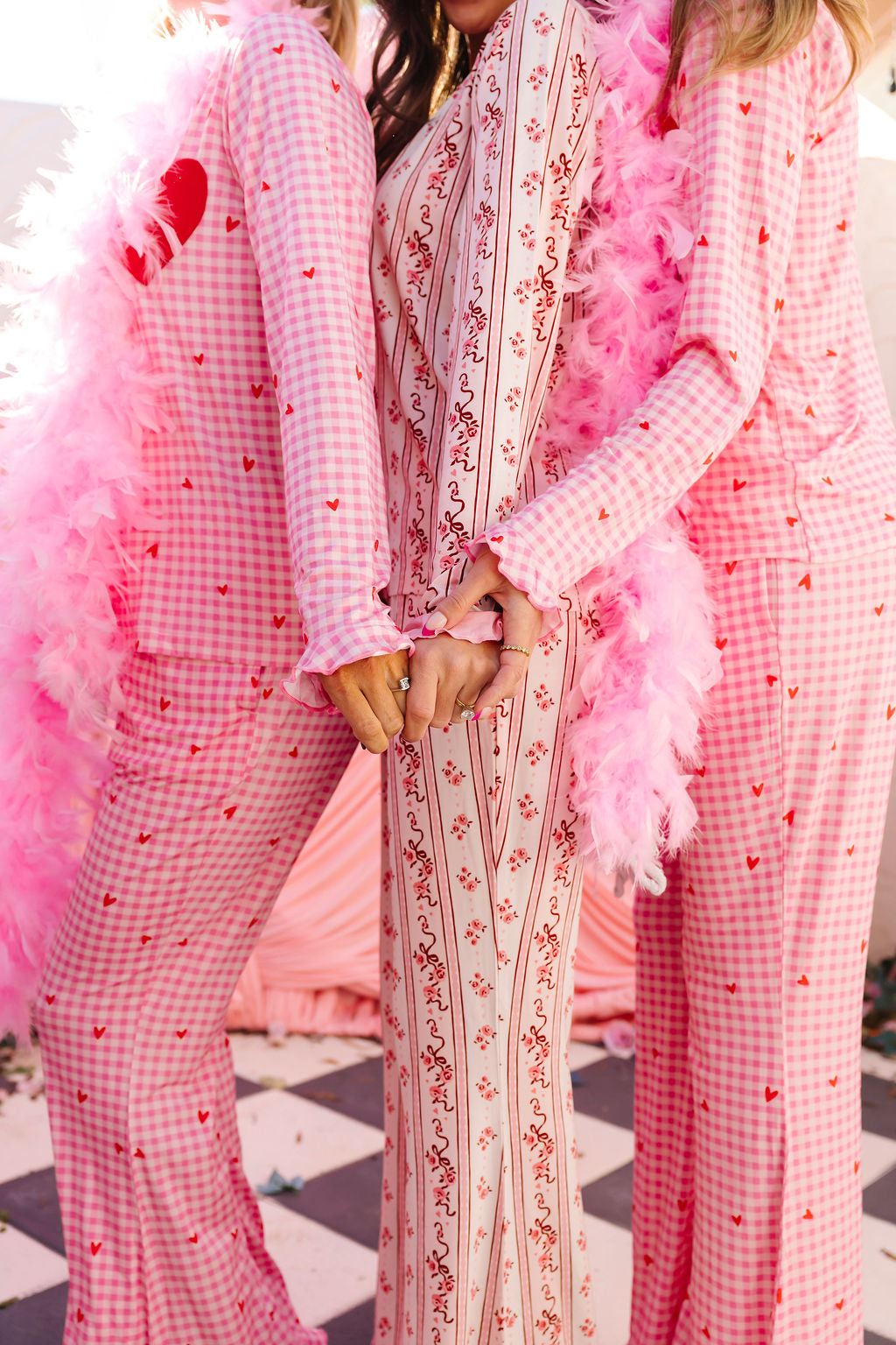 Be Mine Gingham Women's Long Sleeve Ruffle Set