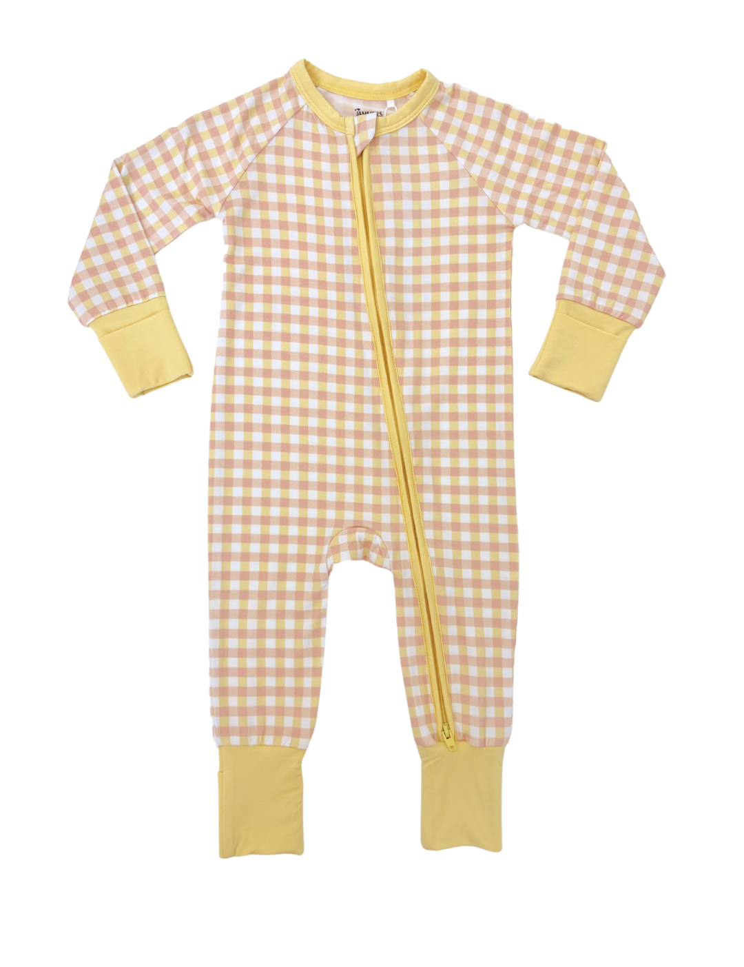 Yellow Plaid Zipper Romper.