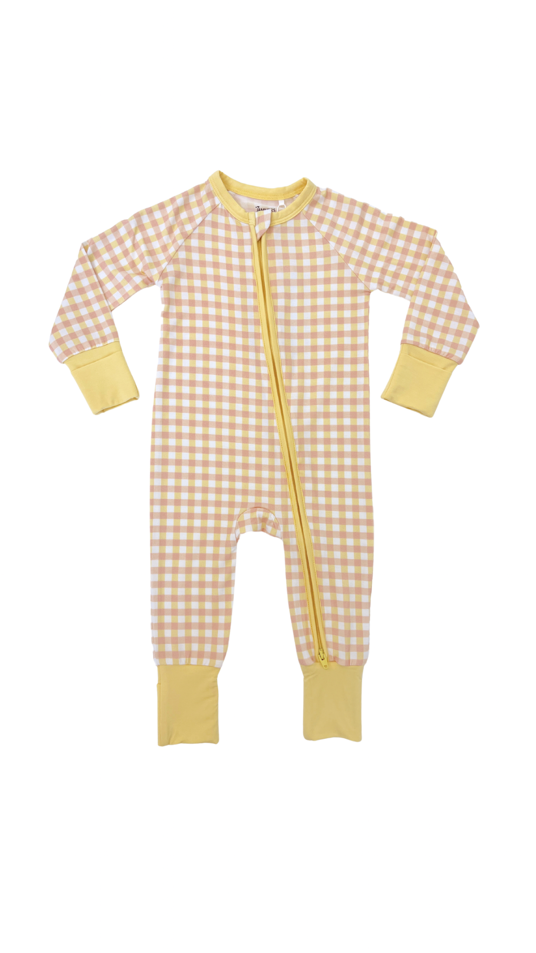 Yellow Plaid Zipper Romper.