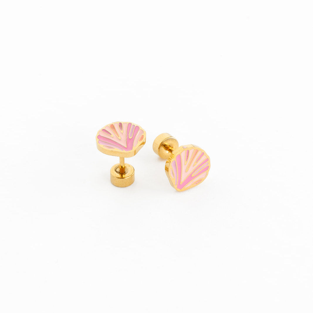Pink Seashell Stud