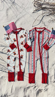 Star Spangled Teddy Zipper Romper