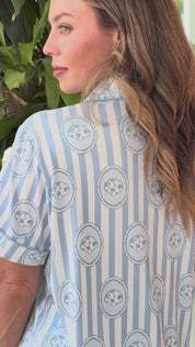 Floral Seashell Button Up Short Set