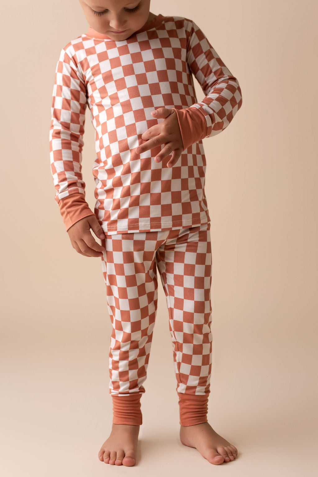 Terracotta Checkered Two Piece Set.