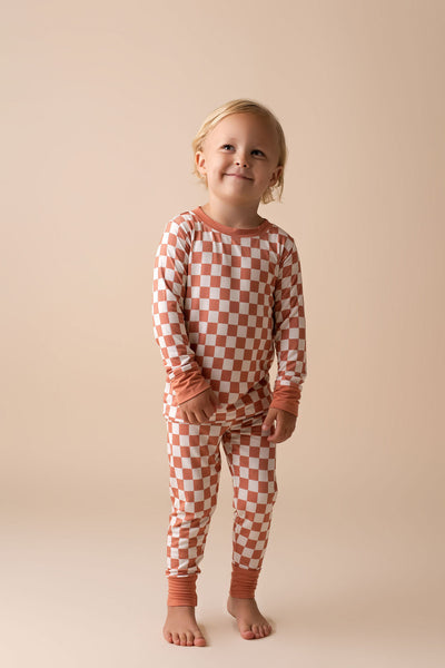 Terracotta Checkered Two Piece Set.
