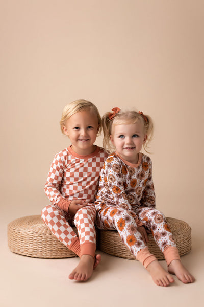 Terracotta Checkered Two Piece Set.
