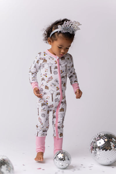 Pink It's Your Birthday Zipper Romper.
